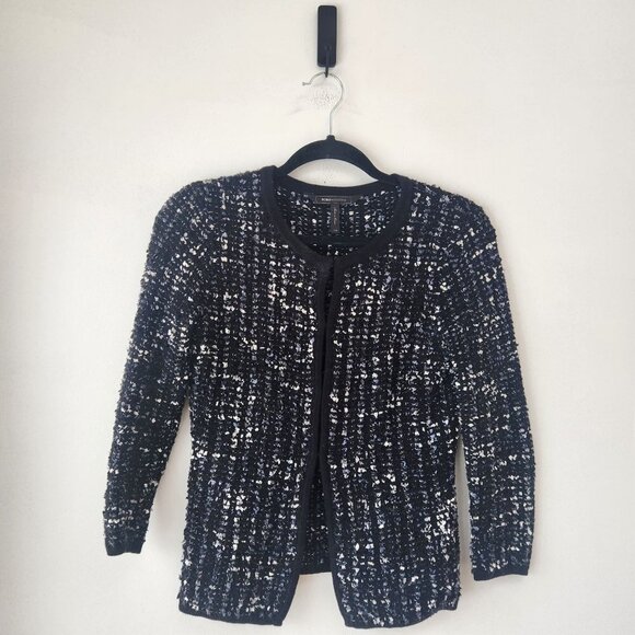 BCBG Maxazria Speckled Black Comfy Cardigan Sweater Women's XXS - Picture 1 of 5
